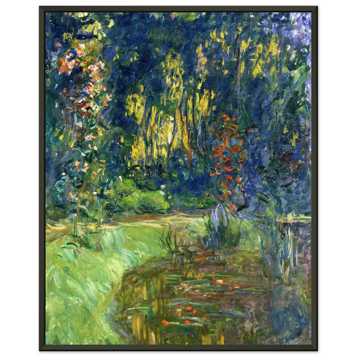claude monet  Water Lily Pond at Giverny Framed Art Print  - Aluminum Frame - 40x50 cm / 16x20 inches
