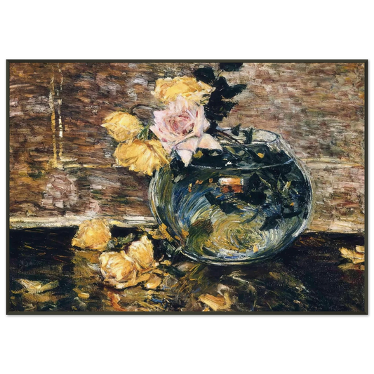 Childe Hassam  Roses in a Vase Framed Art Print  - Aluminum Frame - 21x29.7 cm / 8x12"