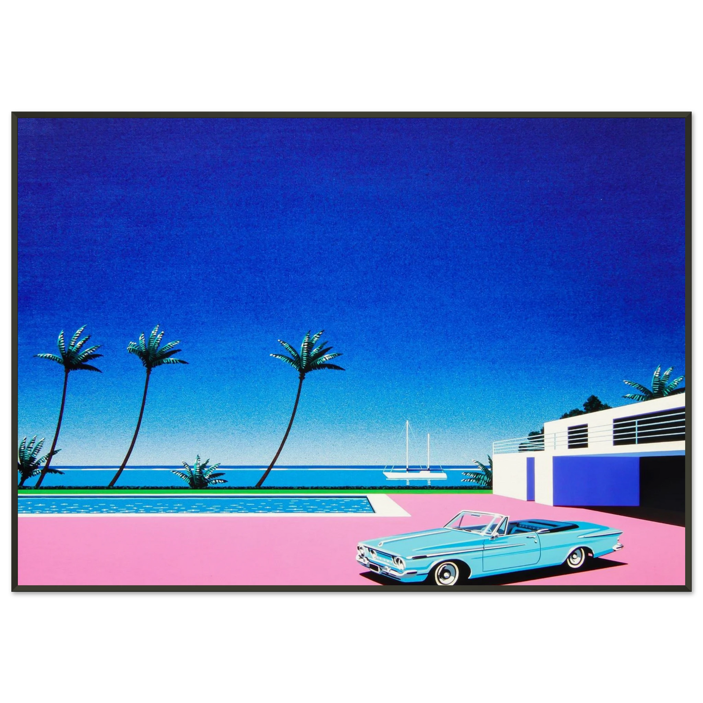 Hiroshi Nagai  Pink Driveway Framed Art Print  - Aluminum Frame - 21x29.7 cm / 8x12"