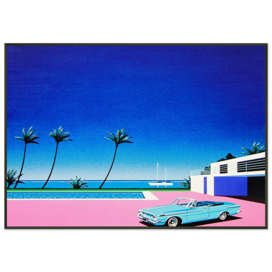 Hiroshi Nagai  Pink Driveway Framed Art Print  - Aluminum Frame - 21x29.7 cm / 8x12"