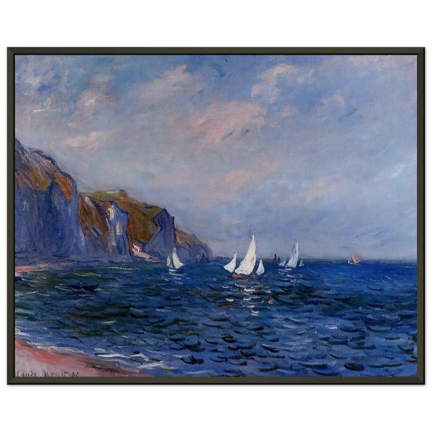 claude monet  Cliffs and Sailboats at Pourville Framed Art Print  - Aluminum Frame - 60x80 cm / 24x32 inches