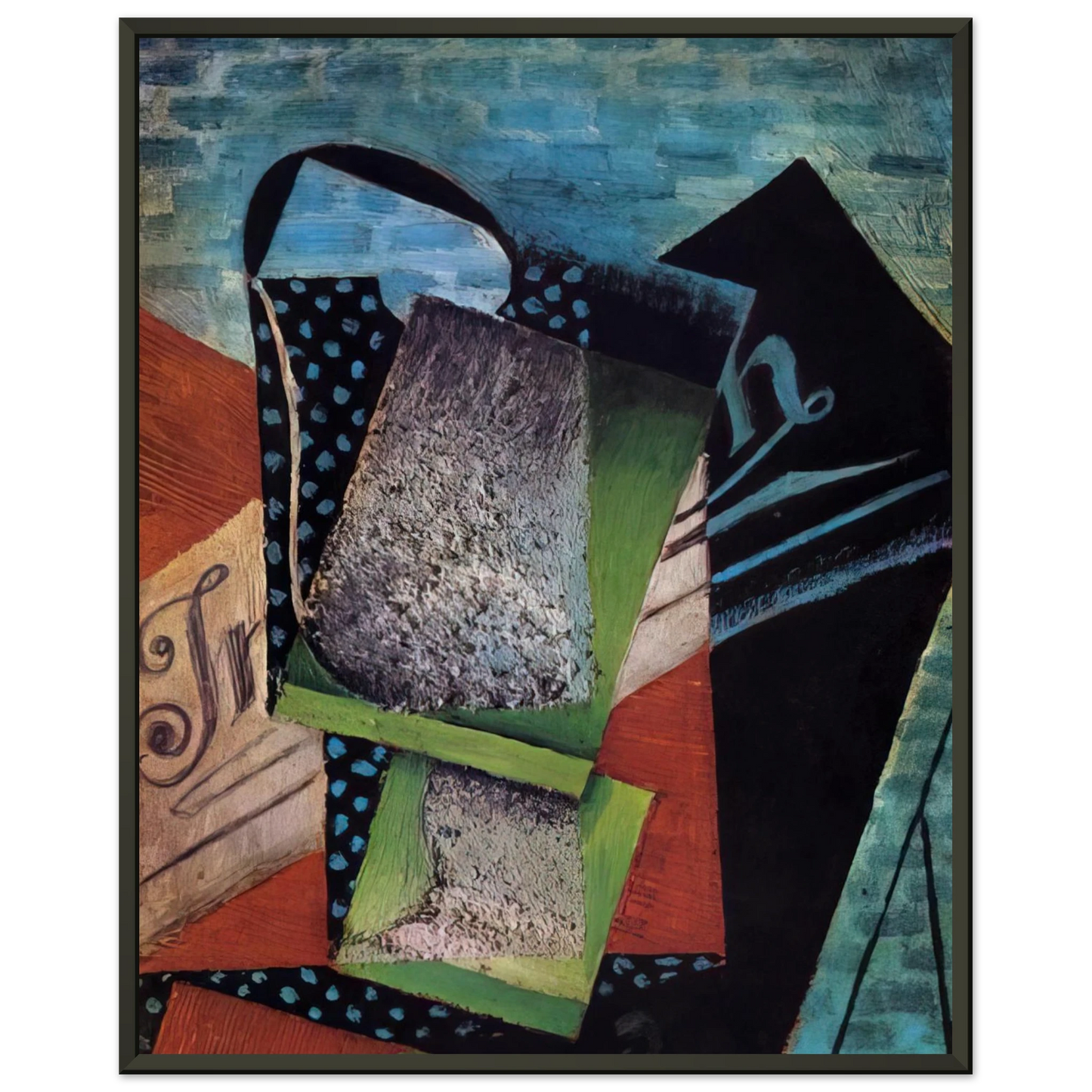 Juan Gris  STILL LIFE DEDICATED TO ANDRE SALMON 1915 Framed Art Print  - Aluminum Frame - 60x80 cm / 24x32 inches