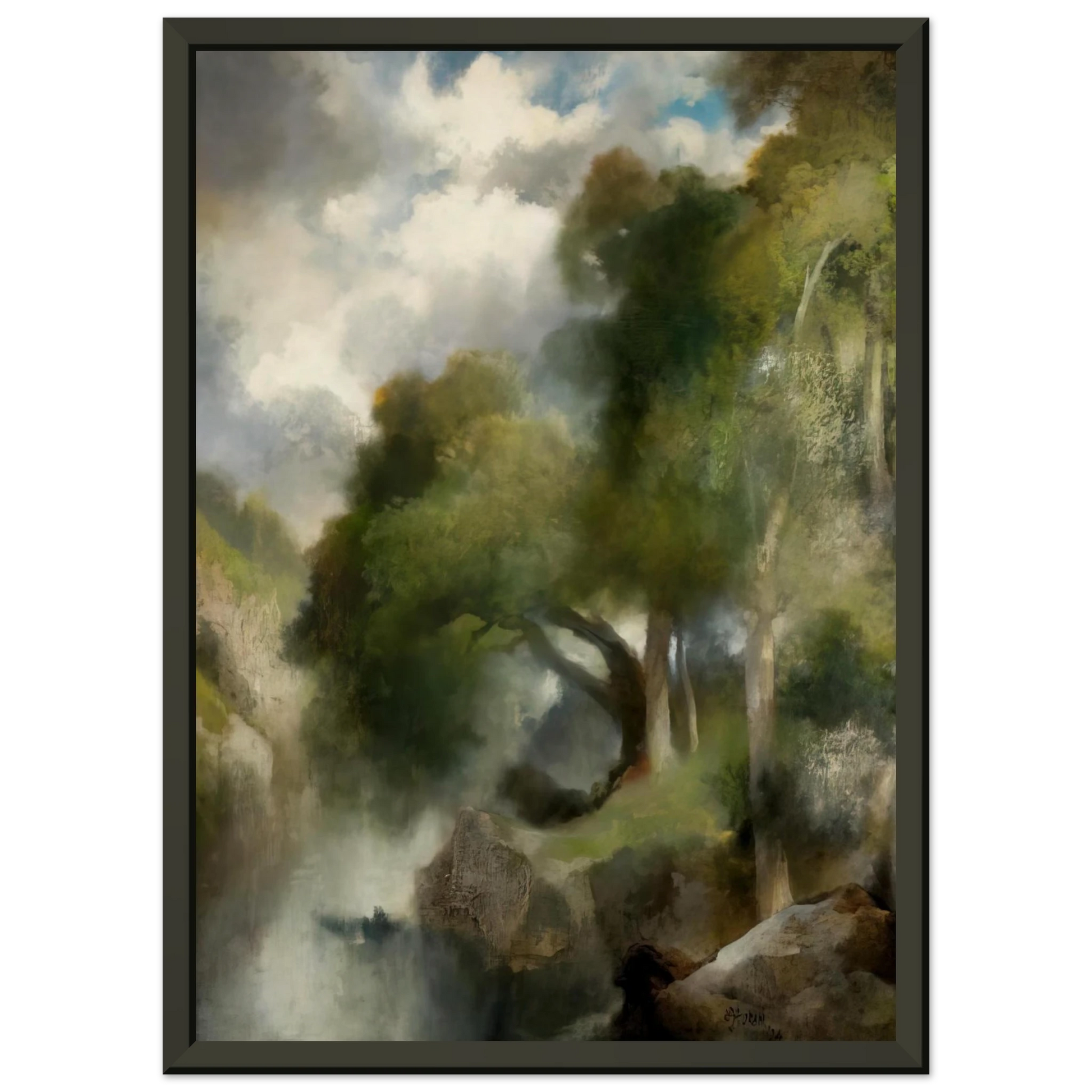Thomas Moran  California Landscape Framed Art Print  - Aluminum Frame - 40x50 cm / 16x20 inches