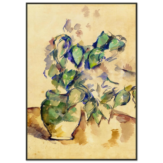 Paul Cezanne  Leaves in a Green Pot Framed Art Print  - Aluminum Frame - 21x29.7 cm / 8x12"