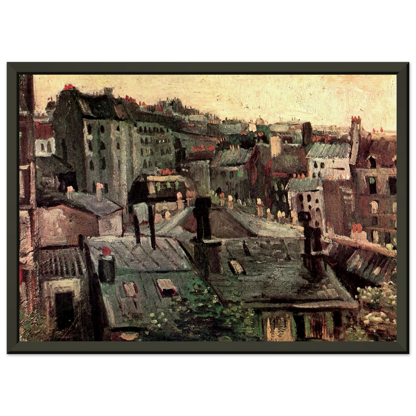 Vincent van Gogh  View of Roofs and Backs of Houses Framed Art Print  - Aluminum Frame - 70x100 cm / 28x40 inches