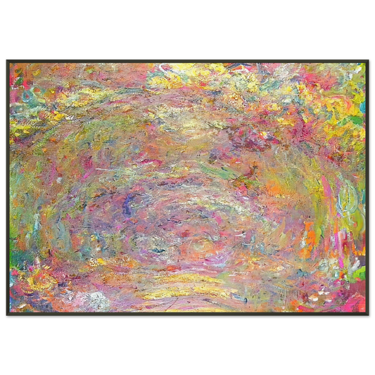 claude monet  Path under the Rose Trellises Framed Art Print  - Aluminum Frame - 21x29.7 cm / 8x12"