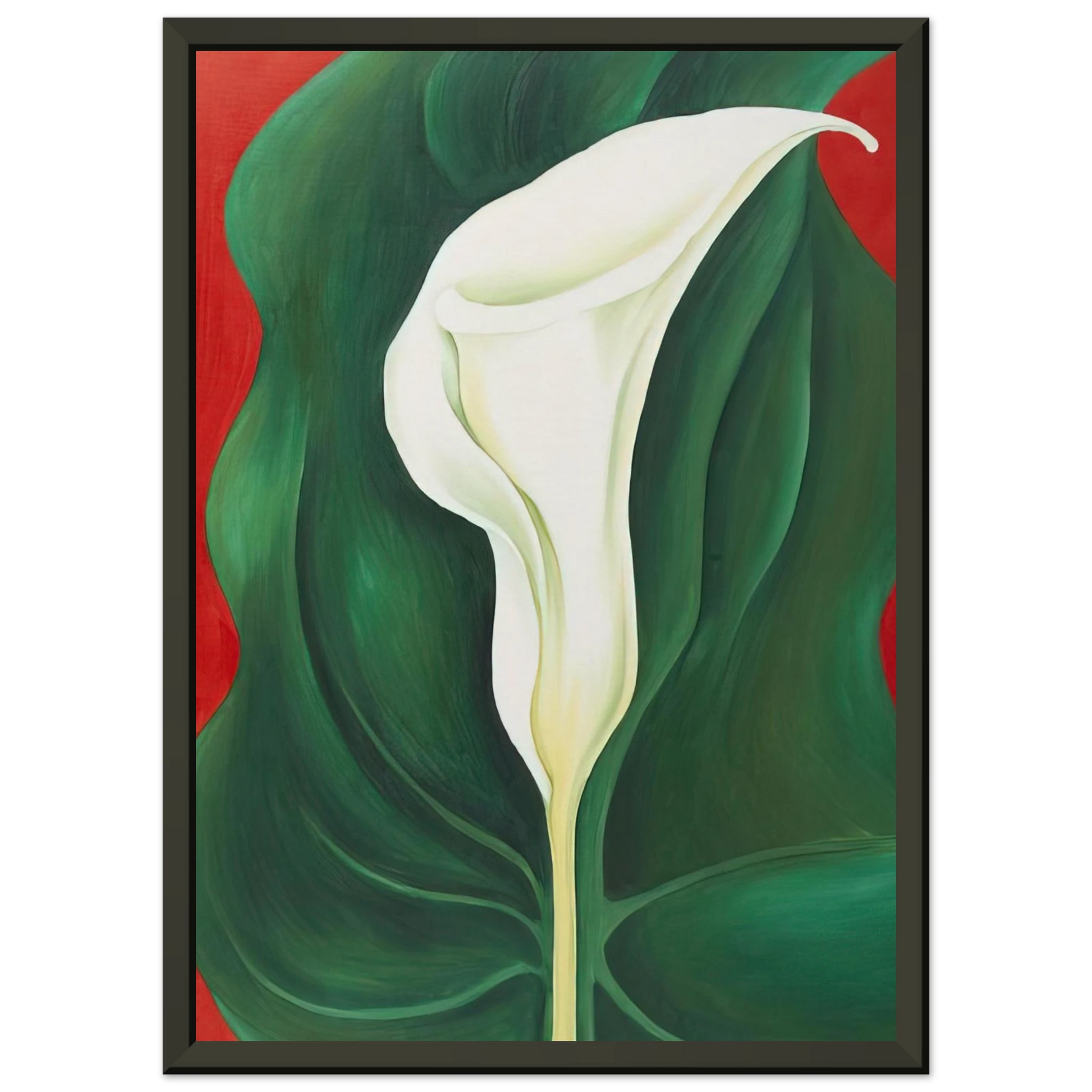 Georgia OKeeffe  Single Calla Lily  Red  Framed Art Print  - Aluminum Frame - 40x50 cm / 16x20 inches