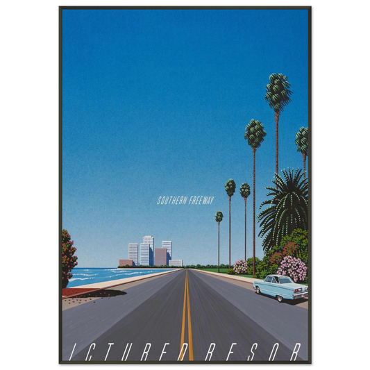 Hiroshi Nagai  Southern Freeway Pictured Resort Framed Art Print  - Aluminum Frame - 21x29.7 cm / 8x12"