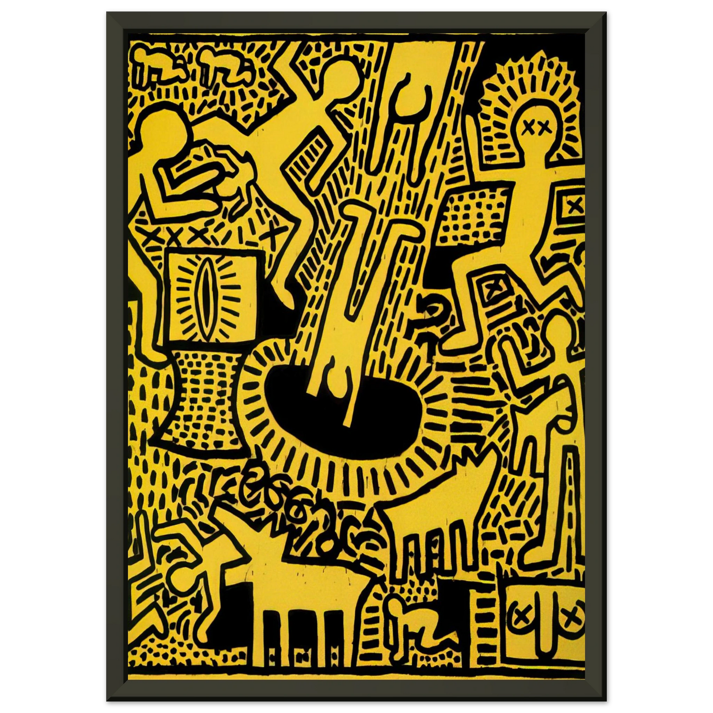 Keith Haring  UNTITLED 1981 Framed Art Print  - Aluminum Frame - 70x100 cm / 28x40 inches