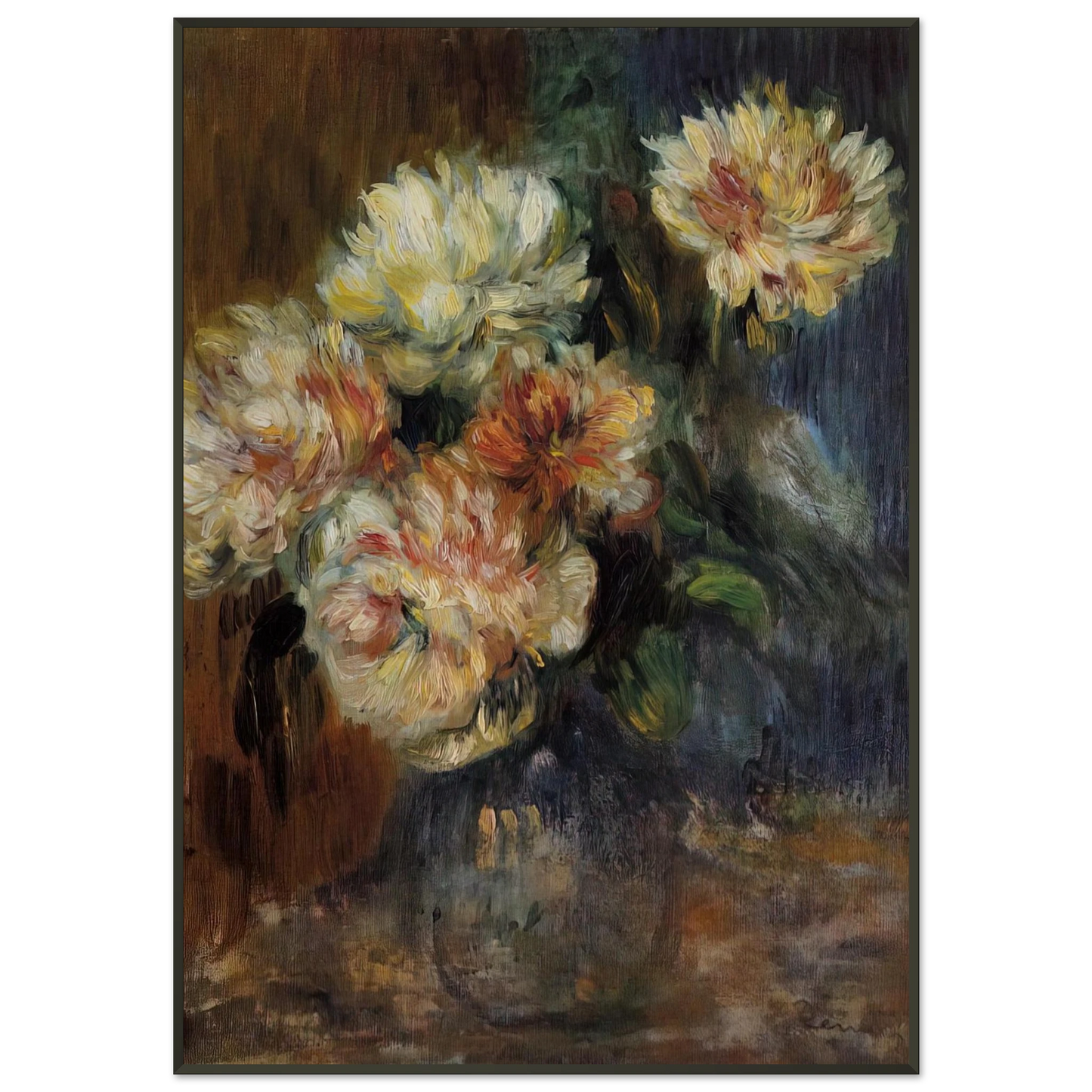 PierreAuguste Renoir  Vase of Peonies Framed Art Print  - Aluminum Frame - 21x29.7 cm / 8x12"