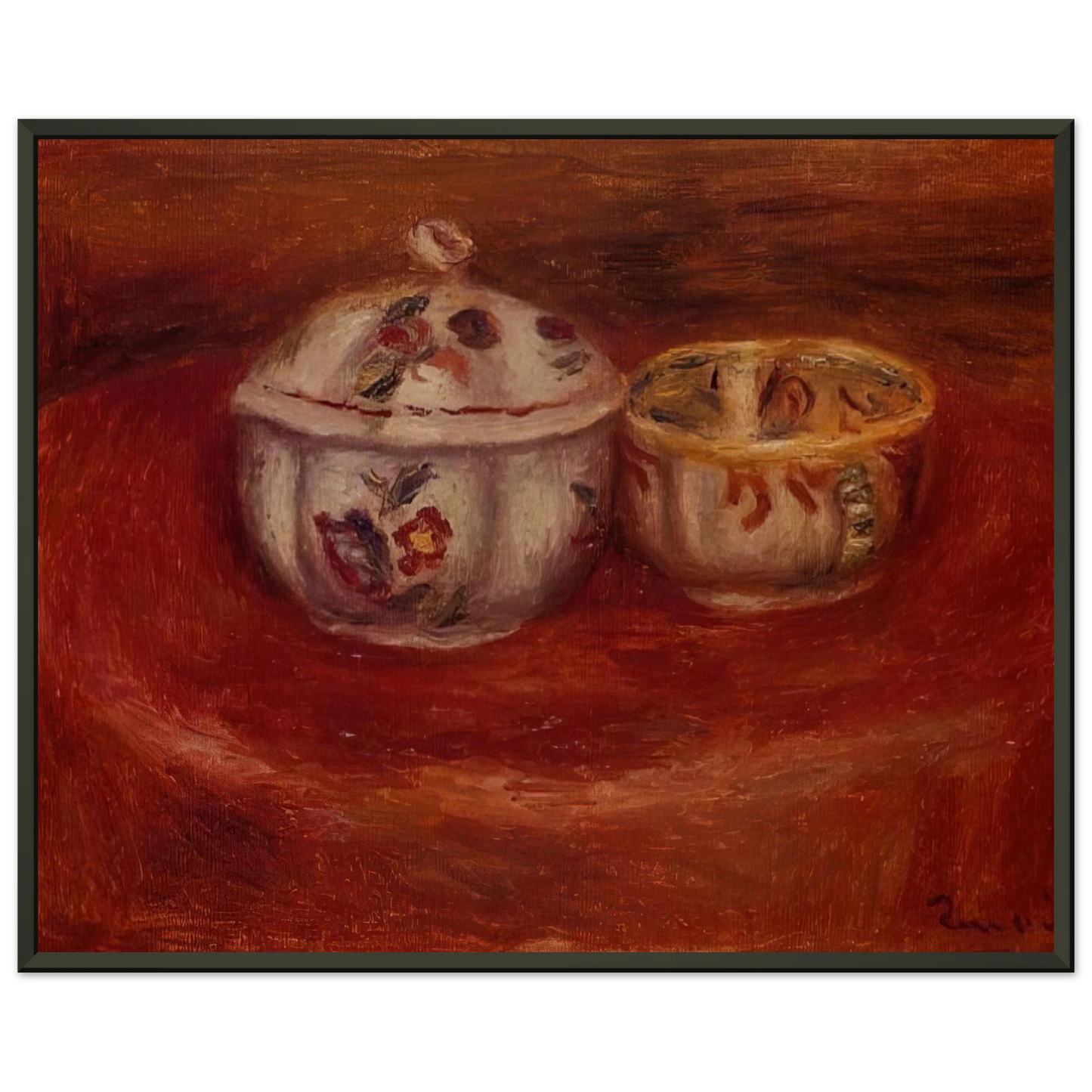 PierreAuguste Renoir  Sugar Bowl and Earthenware Bowl Framed Art Print  - Aluminum Frame - 40x50 cm / 16x20 inches