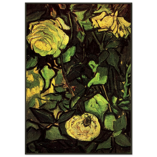 Vincent van Gogh  Roses and Beetle Framed Art Print  - Aluminum Frame - 21x29.7 cm / 8x12"