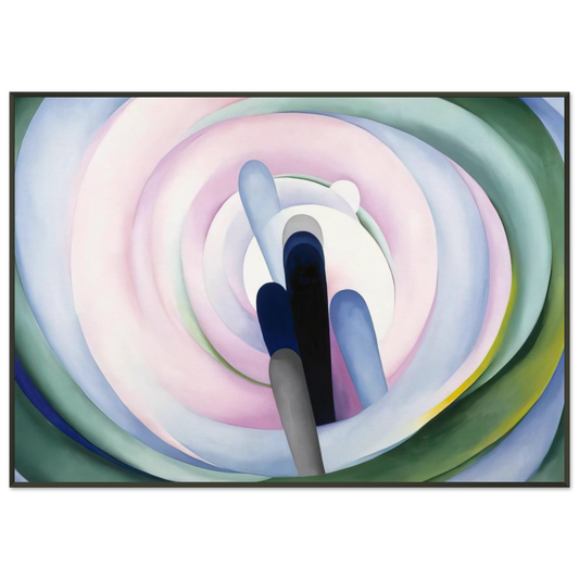 Georgia OKeeffe  Grey Blue and Black Pink Circle Framed Art Print  - Aluminum Frame - 21x29.7 cm / 8x12"