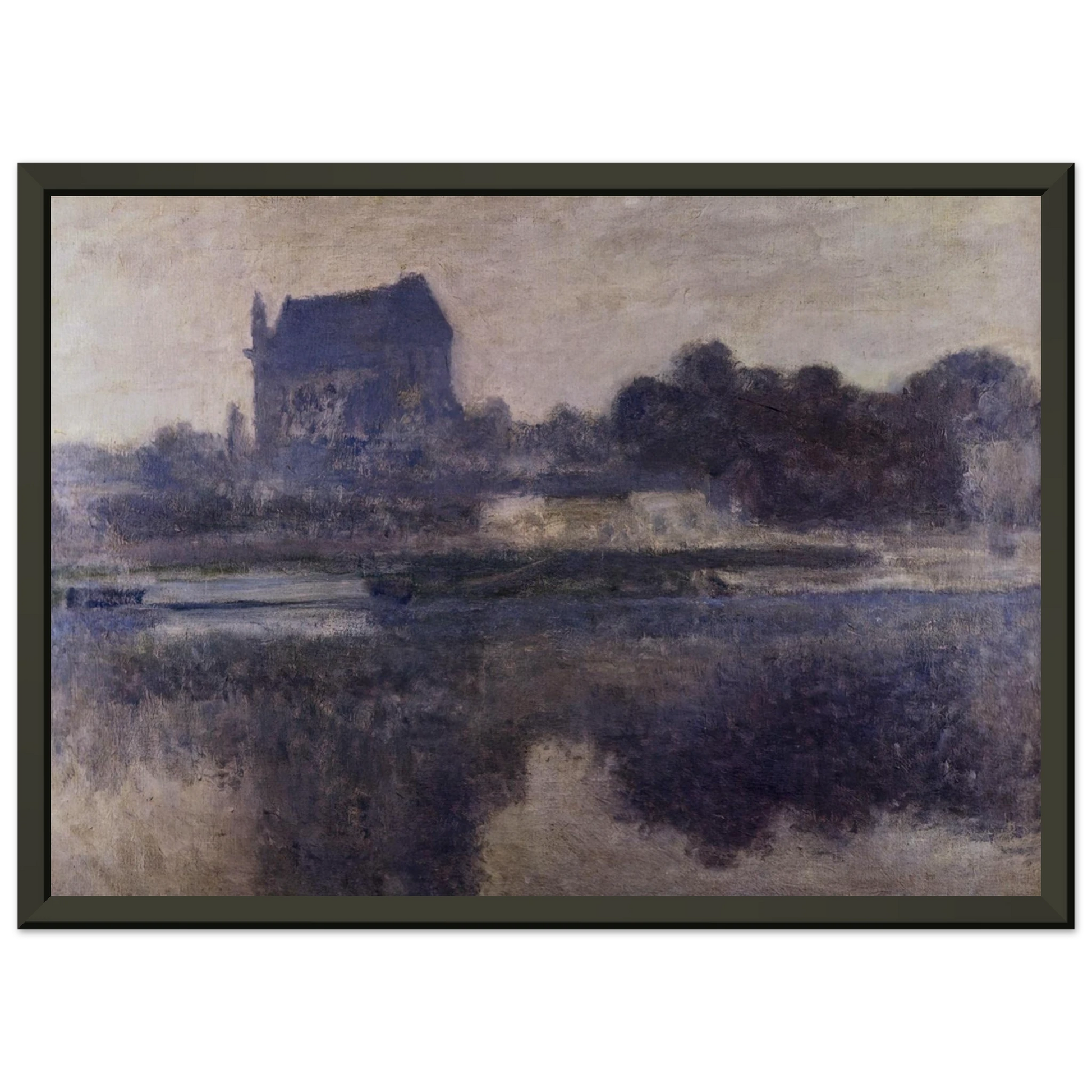 claude monet  Vernon Church in Fog Framed Art Print  - Aluminum Frame - 60x80 cm / 24x32 inches