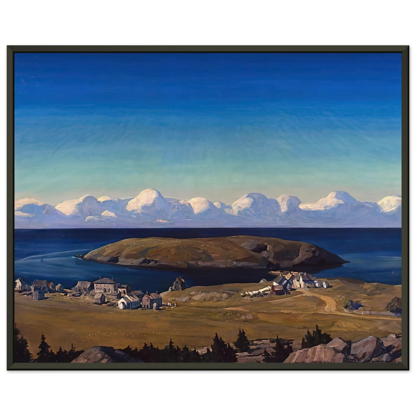 Rockwell Kent  Island Village Coast of Maine Framed Art Print  - Aluminum Frame - 60x80 cm / 24x32 inches