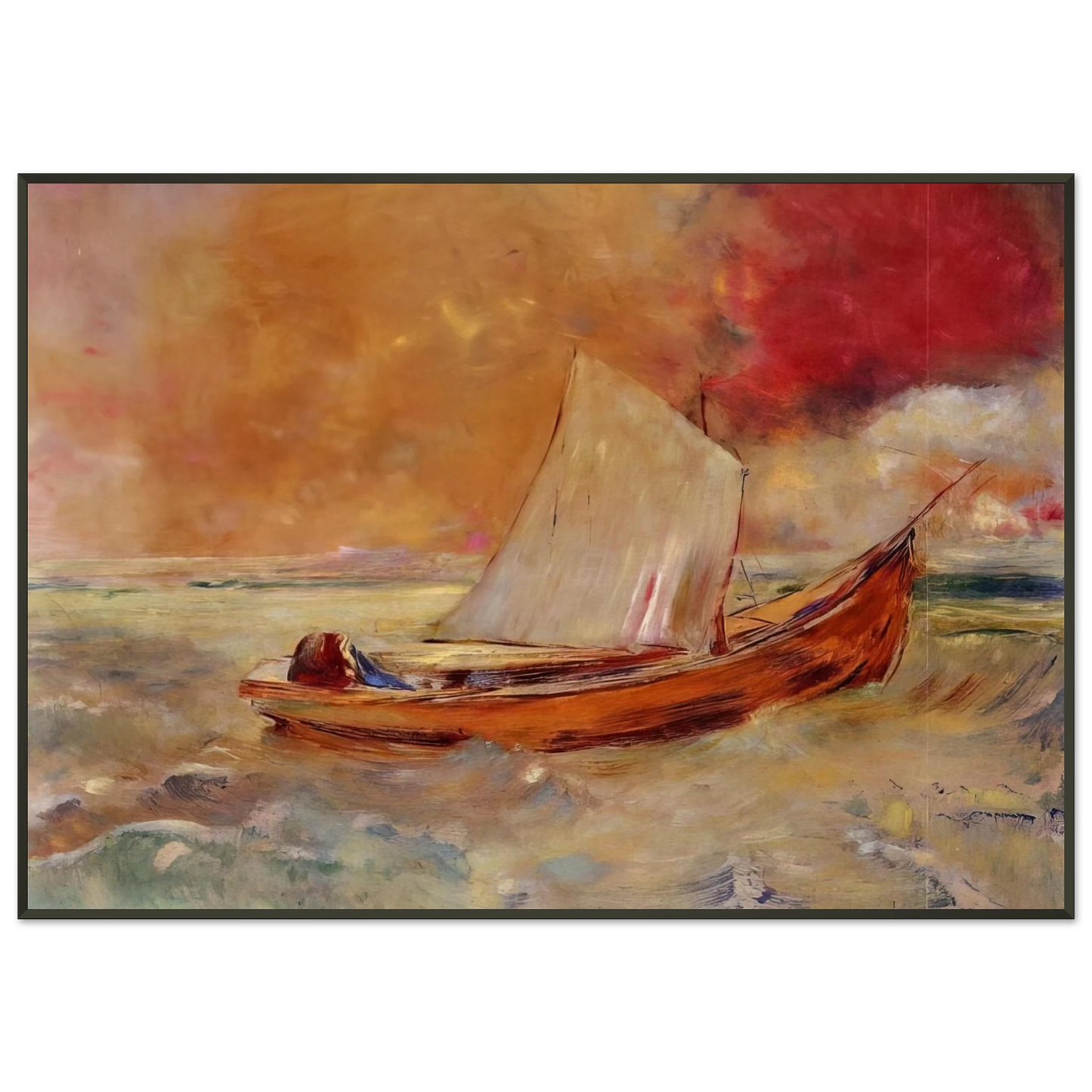 Odilon Redon  YELLOW BOAT Framed Art Print  - Aluminum Frame - 21x29.7 cm / 8x12"