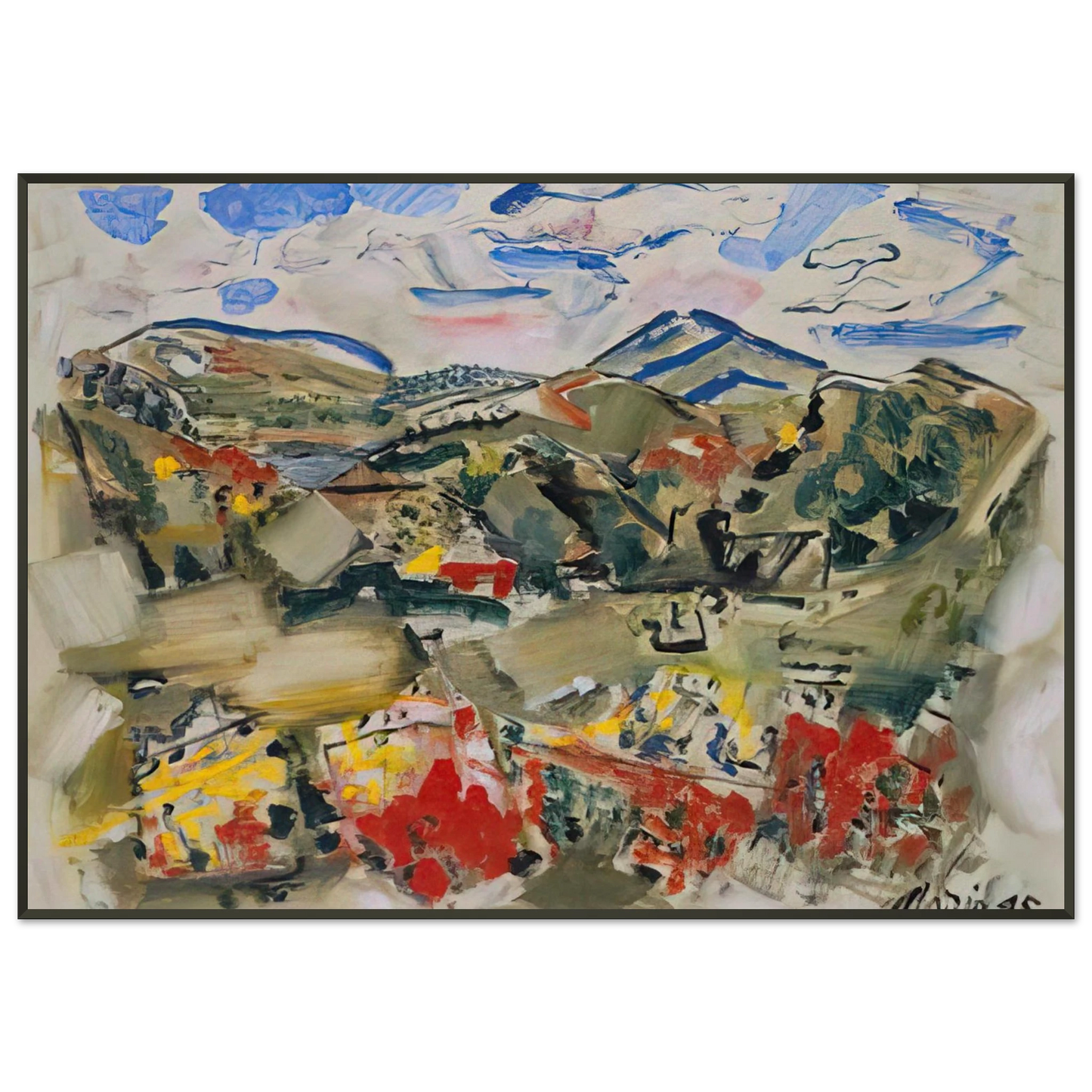 John Marin  Tunk Mountains Autumn Maine  1945 Framed Art Print  - Aluminum Frame - 21x29.7 cm / 8x12"