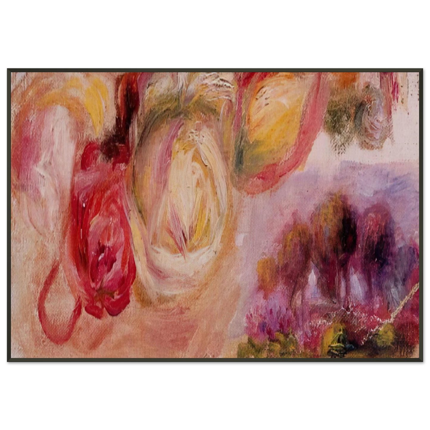 PierreAuguste Renoir  Roses with a Landscape Framed Art Print  - Aluminum Frame - 21x29.7 cm / 8x12"