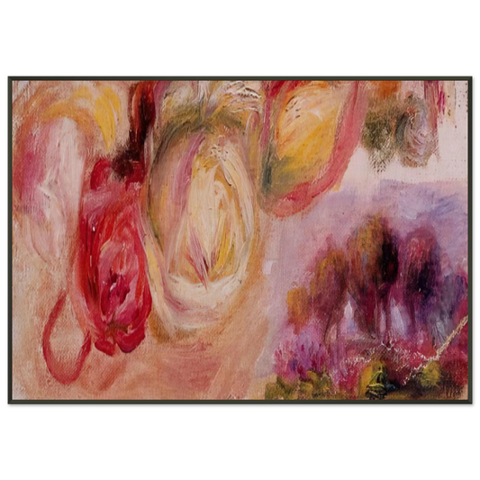 PierreAuguste Renoir  Roses with a Landscape Framed Art Print  - Aluminum Frame - 21x29.7 cm / 8x12"