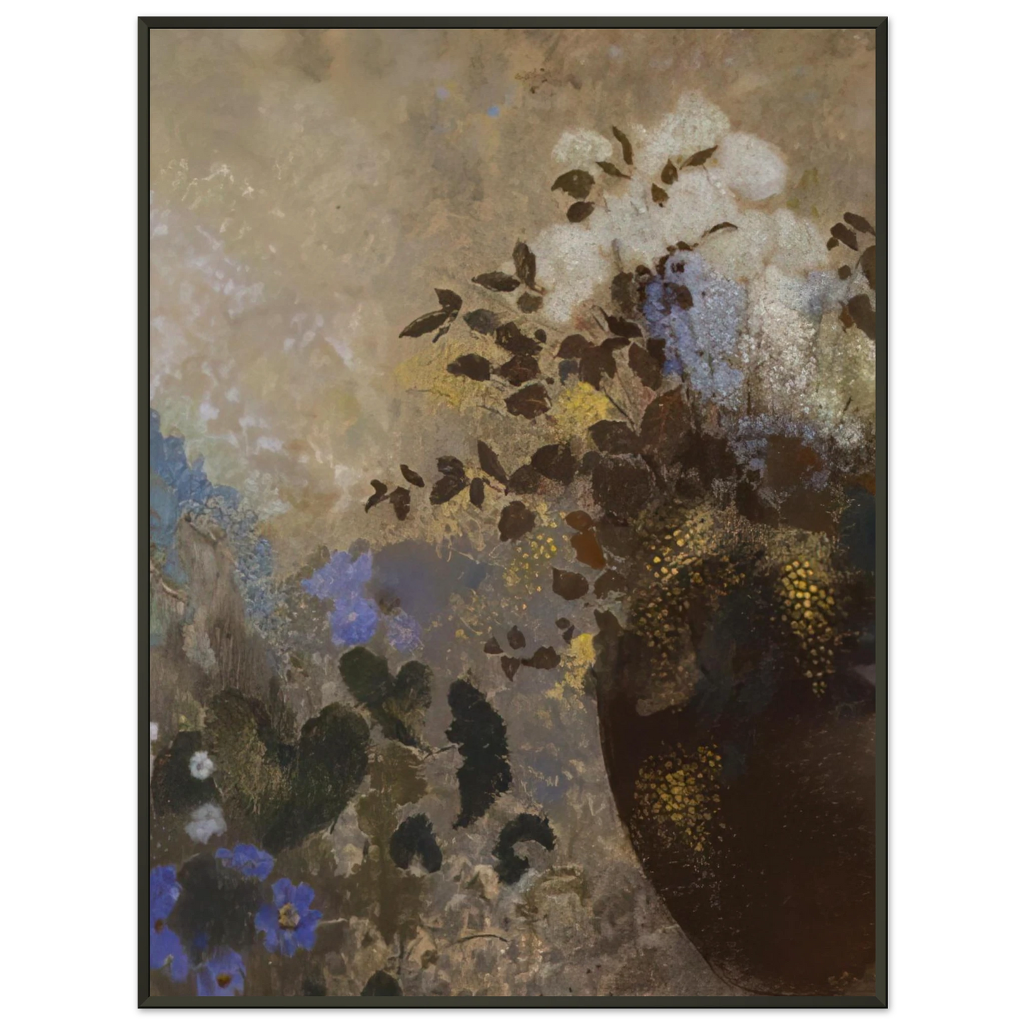 Odilon Redon  FLOWERS IN A BLACK VASE Framed Art Print  - Aluminum Frame - 60x80 cm / 24x32 inches