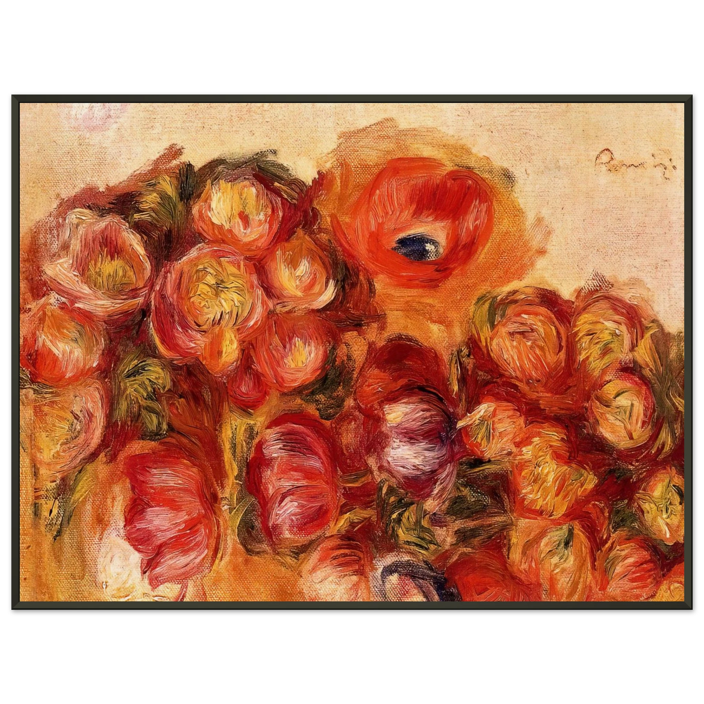 PierreAuguste Renoir  Study of Flowers Anemones and Tulips Framed Art Print  - Aluminum Frame - 40x50 cm / 16x20 inches