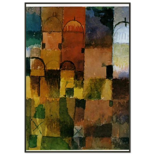 Paul Klee  RED AND WHITE DOMES 1914 Framed Art Print  - Aluminum Frame - 21x29.7 cm / 8x12"