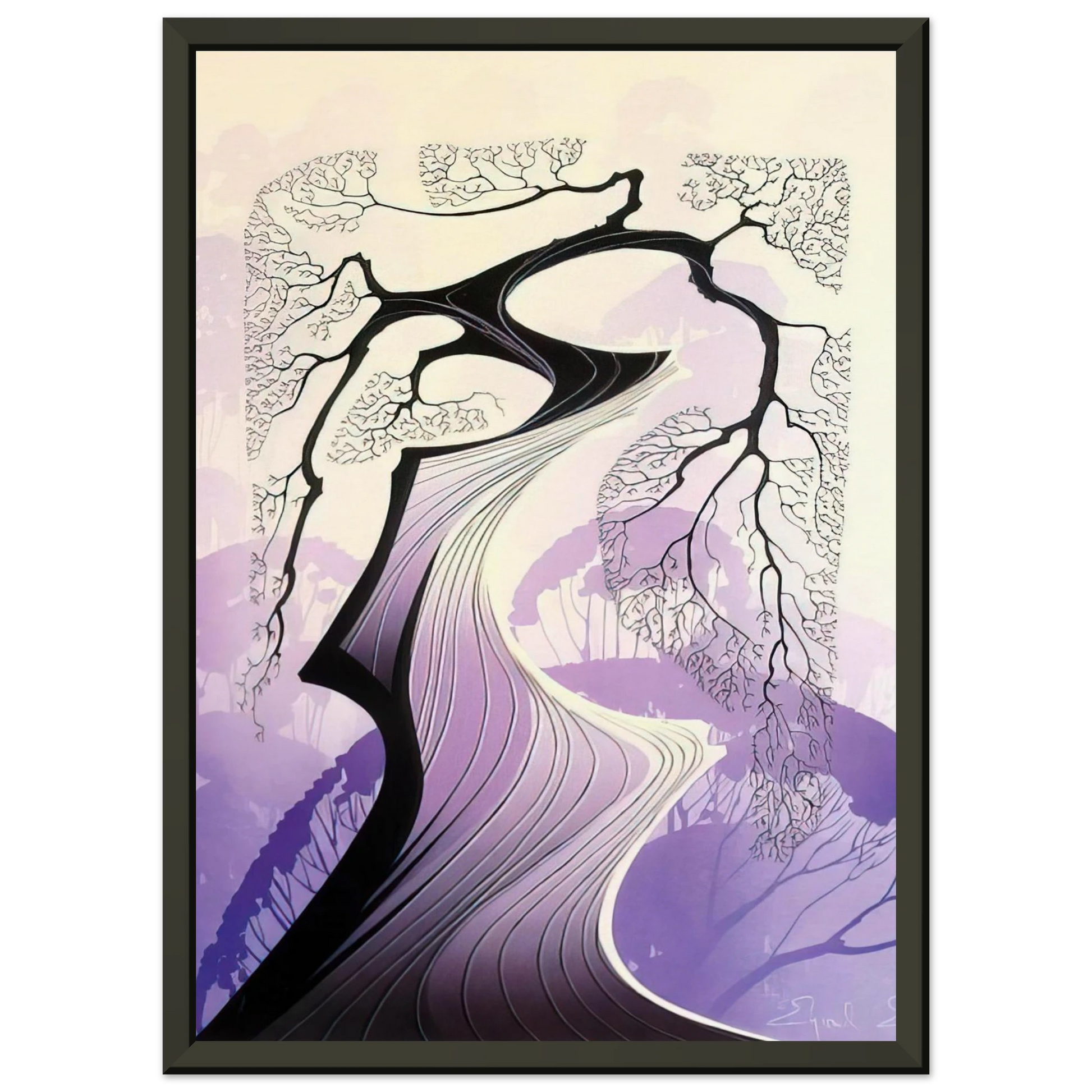 Eyvind Earle  Carmel Cypress Framed Art Print  - Aluminum Frame - 60x80 cm / 24x32 inches