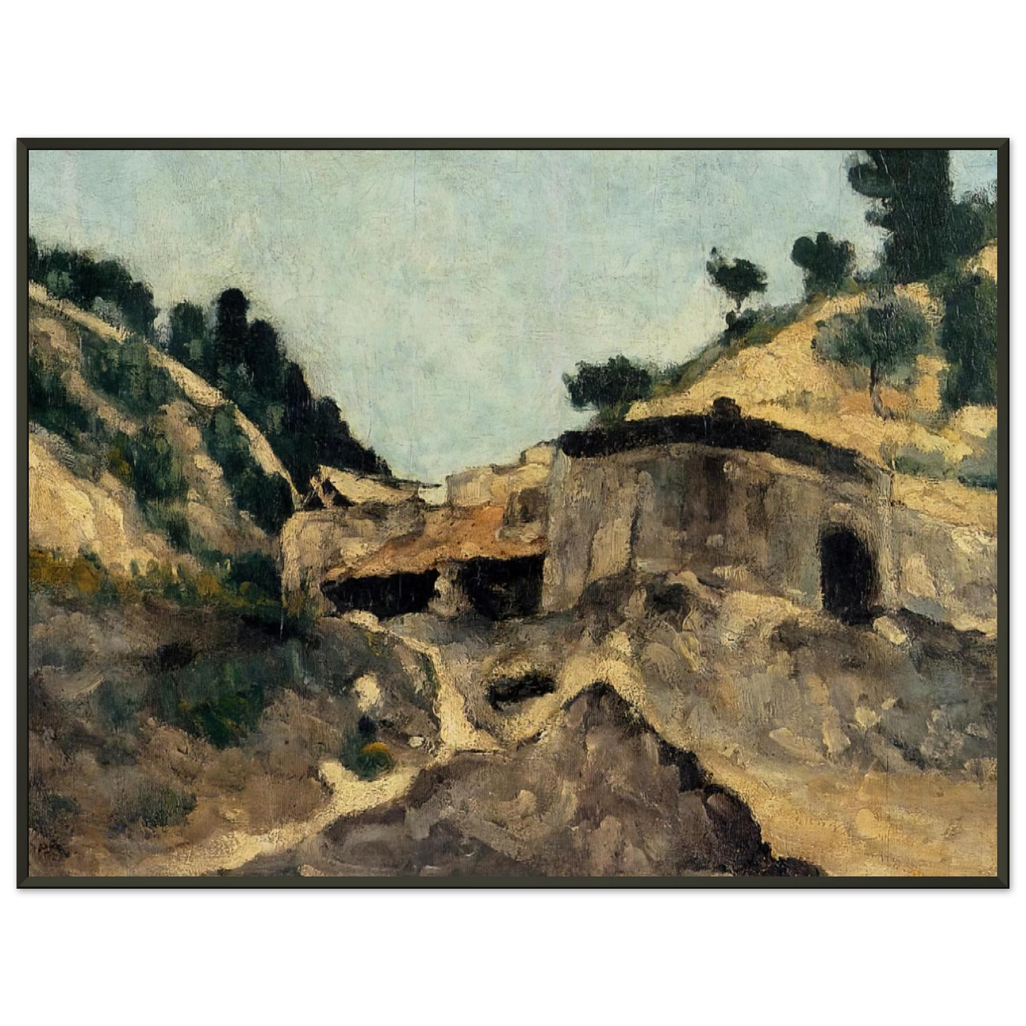 Paul Cezanne  Landscape with Watermill Framed Art Print  - Aluminum Frame - 40x50 cm / 16x20 inches