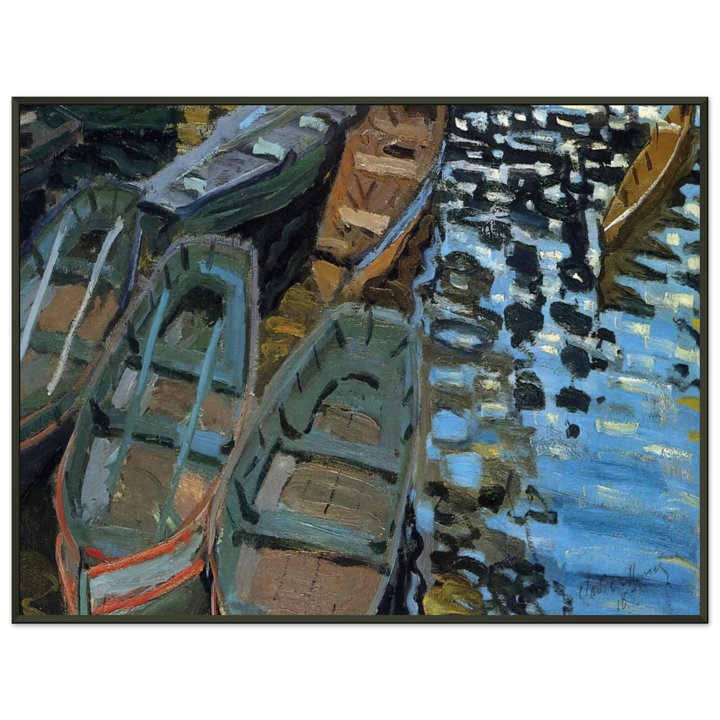 claude monet  Bathers at La Grenouillere Framed Art Print  - Aluminum Frame - 40x50 cm / 16x20 inches