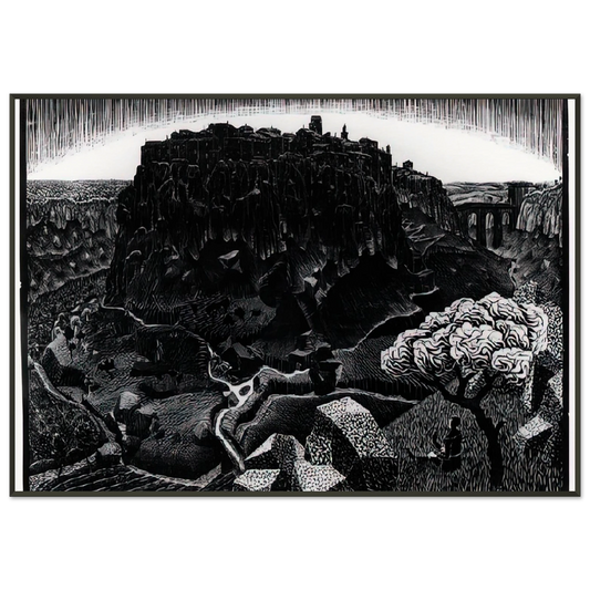 MC Escher  VITORCHIANO NEL CIMINO Framed Art Print  - Aluminum Frame - 21x29.7 cm / 8x12"
