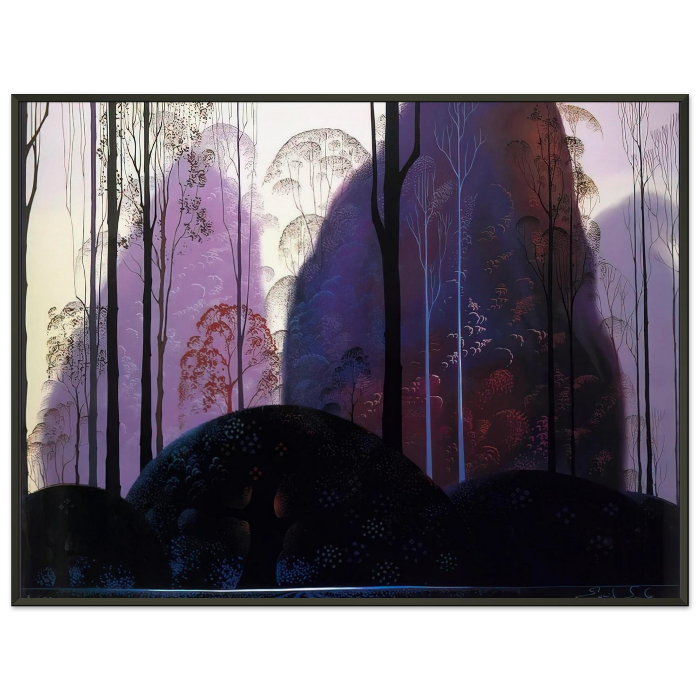 Eyvind Earle  Mauve Redand Purple Framed Art Print  - Aluminum Frame - 70x100 cm / 28x40 inches