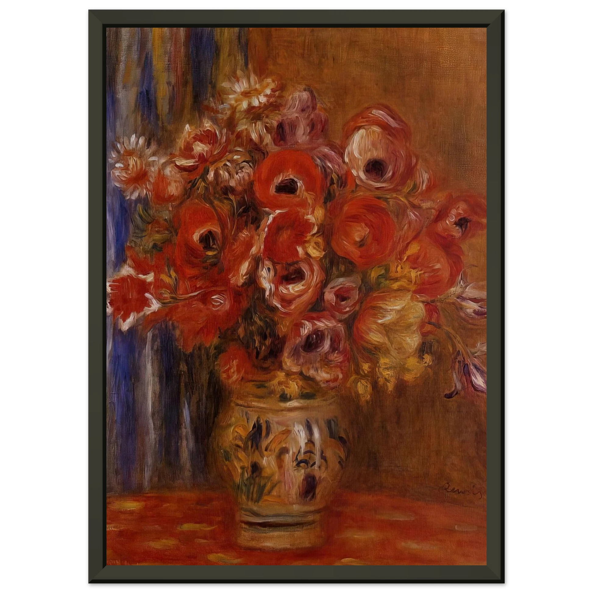 PierreAuguste Renoir  Vase of Tulips and Anemones Framed Art Print  - Aluminum Frame - 40x50 cm / 16x20 inches