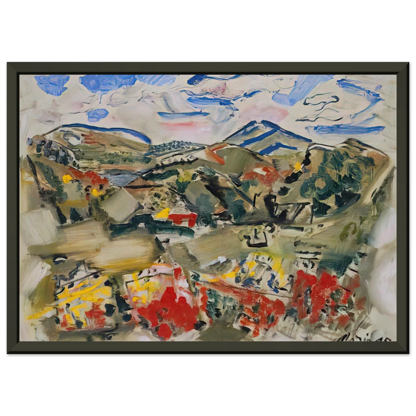 John Marin  Tunk Mountains Autumn Maine  1945 Framed Art Print  - Aluminum Frame - 70x100 cm / 28x40 inches