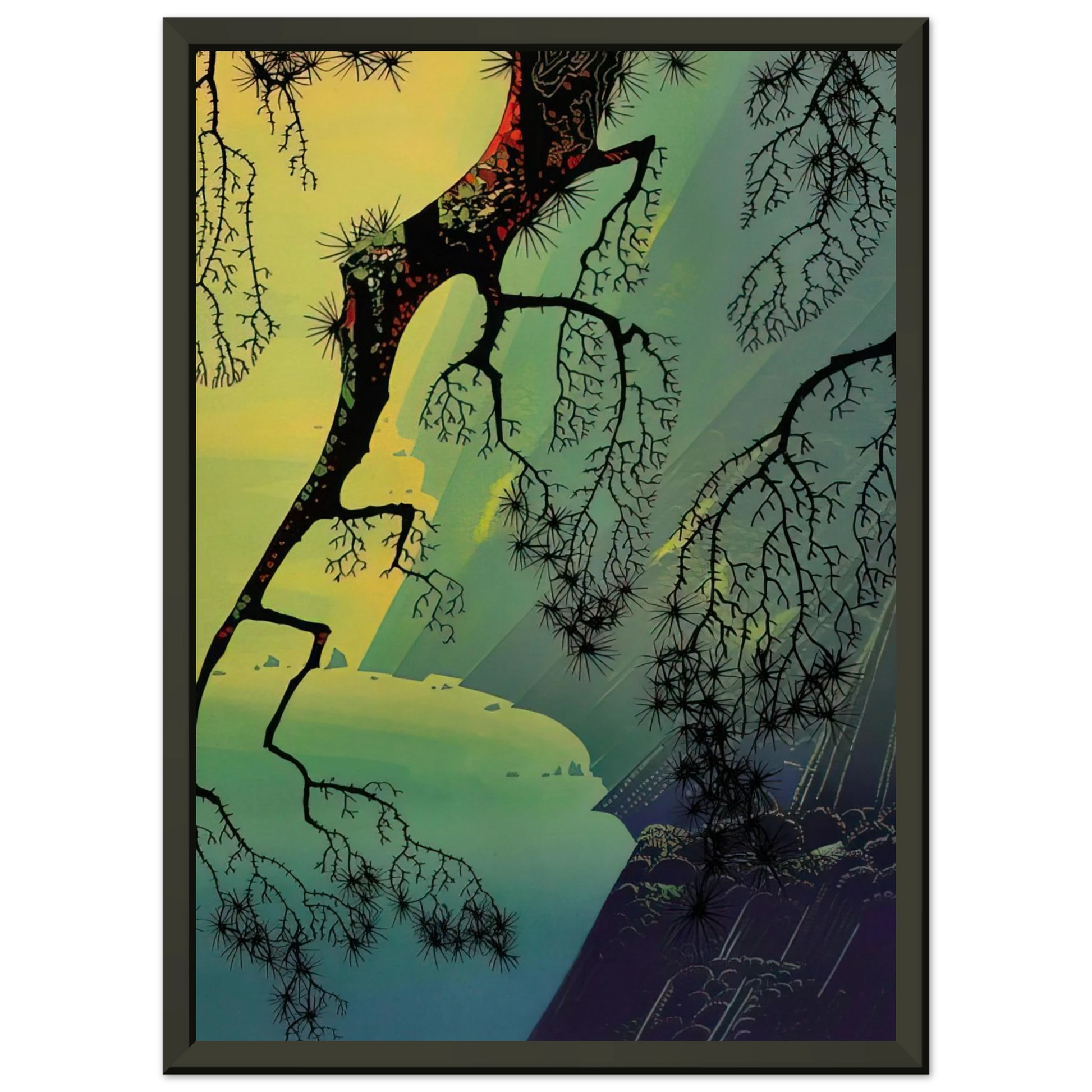 Eyvind Earle  Fog Mist Framed Art Print  - Aluminum Frame - 60x80 cm / 24x32 inches