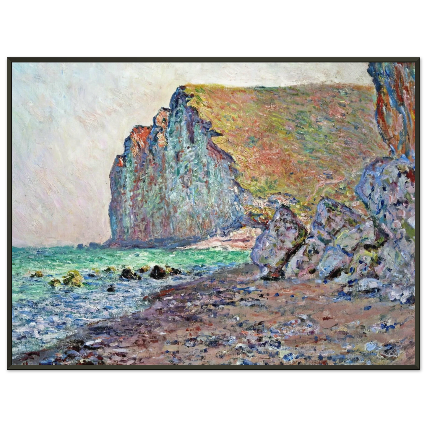claude monet  Cliffs of Les PetitesDalles Framed Art Print  - Aluminum Frame - 40x50 cm / 16x20 inches