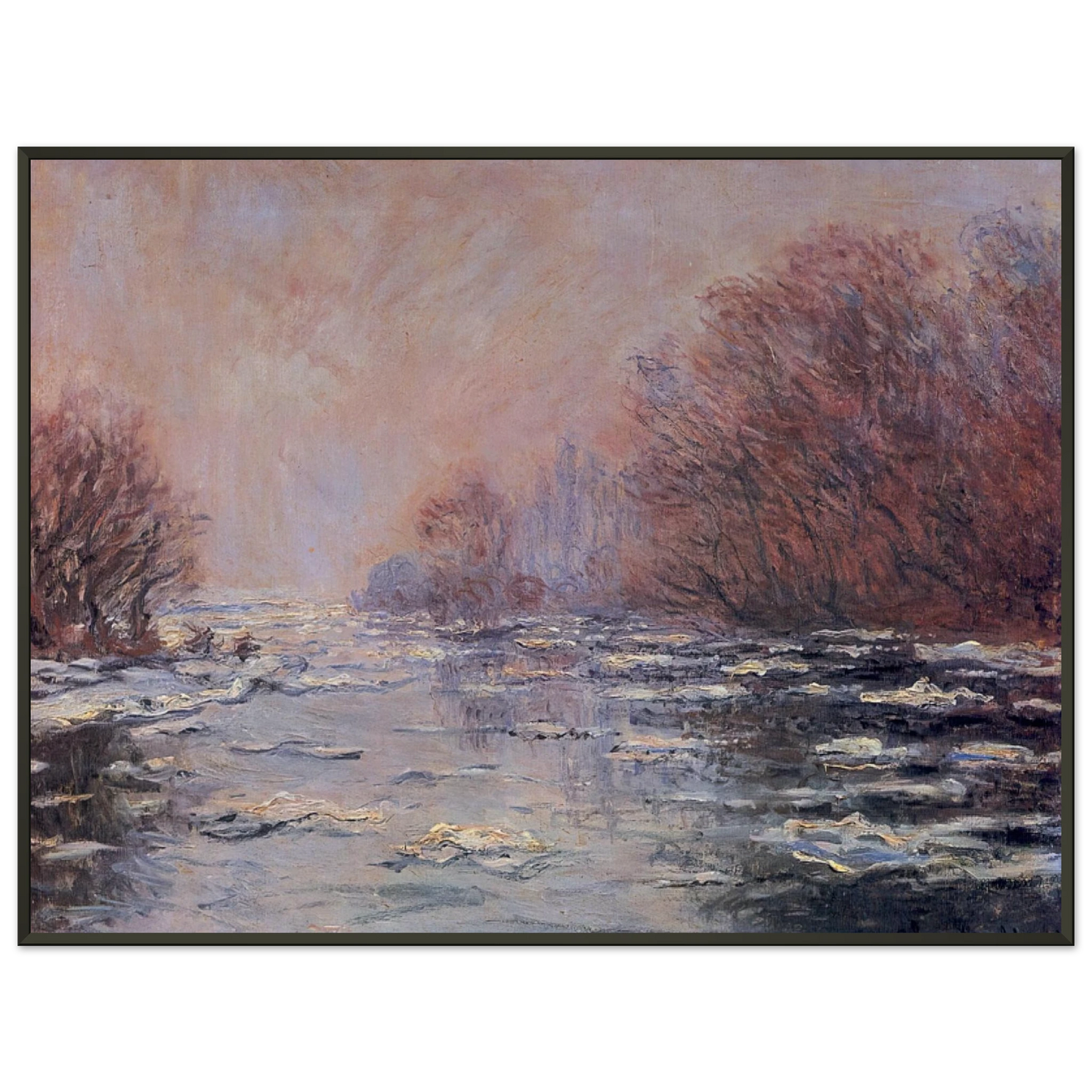 claude monet  River Thawing near Vetheuil Framed Art Print  - Aluminum Frame - 70x100 cm / 28x40 inches