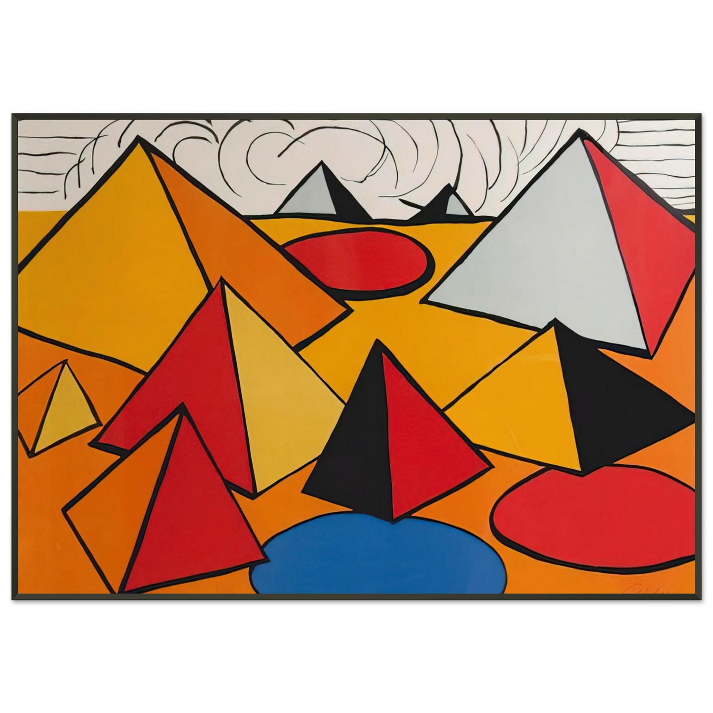 Alexander Calder  PRYAMIDS AND CLOUDS 1970 Framed Art Print  - Aluminum Frame - 21x29.7 cm / 8x12"