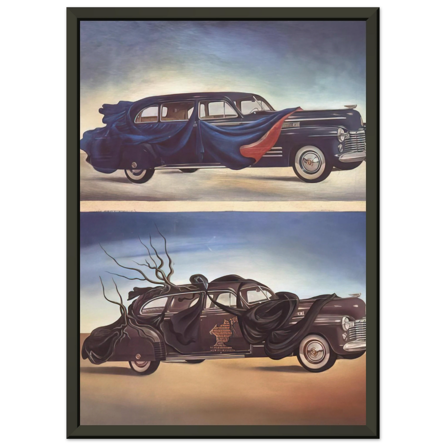 Salvador Dali  CAR CLOTHING CLOTHED AUTOMOBILE Framed Art Print  - Aluminum Frame - 40x50 cm / 16x20 inches