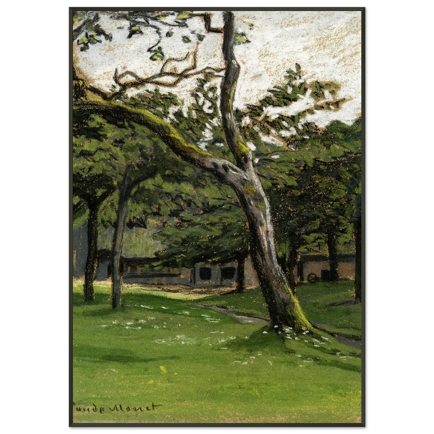 claude monet  Norman Farm through the Trees Framed Art Print  - Aluminum Frame - 21x29.7 cm / 8x12"