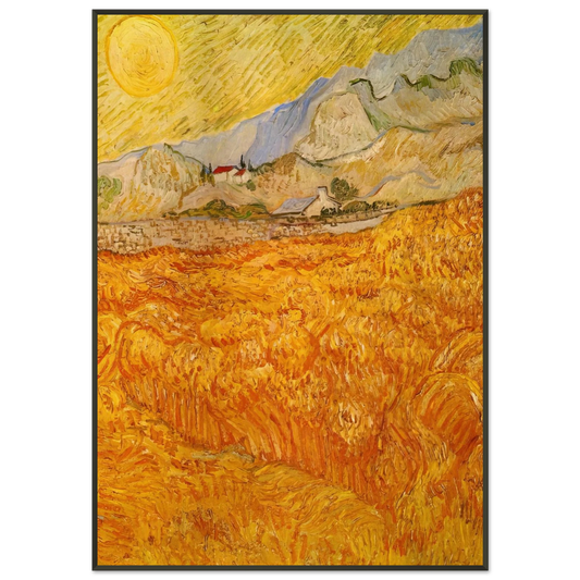 Vincent van Gogh  Wheat Field behind Saint Paul Hospital with a Reaper Framed Art Print  - Aluminum Frame - 21x29.7 cm / 8x12"