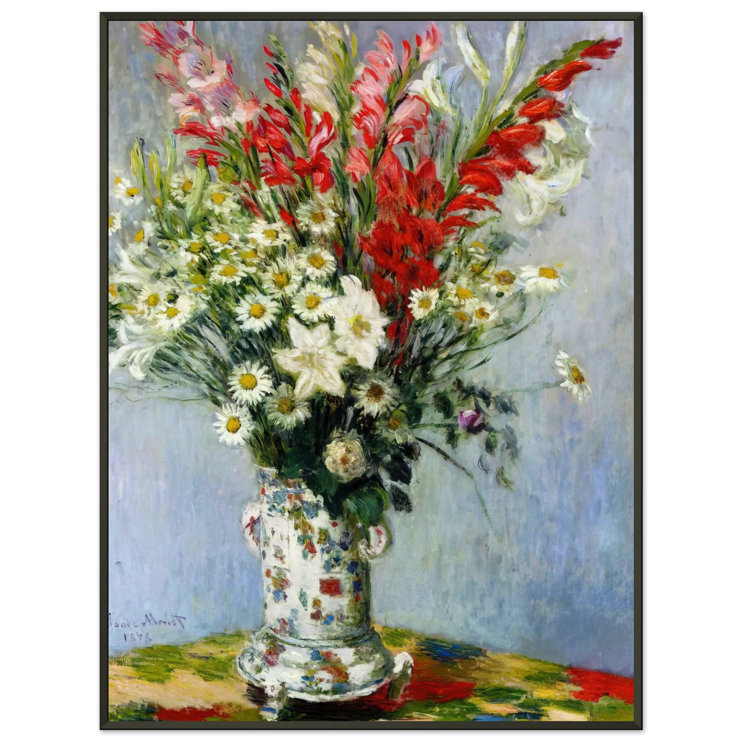 claude monet  Bouquet of Gadiolas Lilies and Dasies Framed Art Print  - Aluminum Frame - 60x80 cm / 24x32 inches