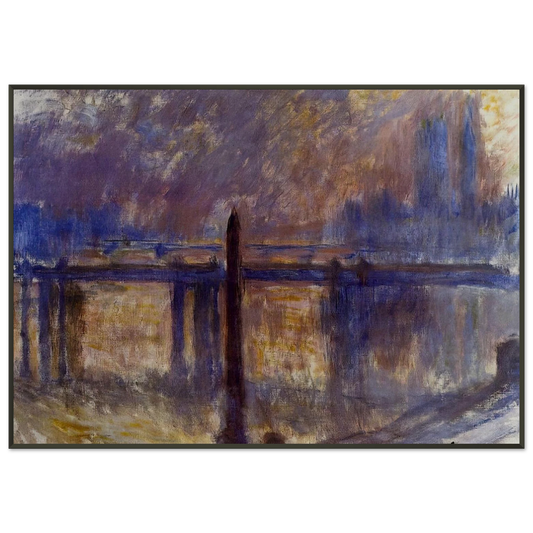claude monet  Charing Cross Bridge Cleopatras Needle Framed Art Print  - Aluminum Frame - 21x29.7 cm / 8x12"