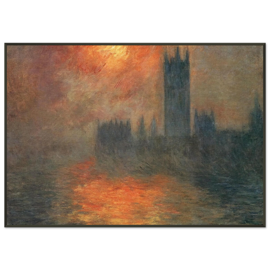 claude monet  Houses of Parliament Sunset Framed Art Print  - Aluminum Frame - 21x29.7 cm / 8x12"