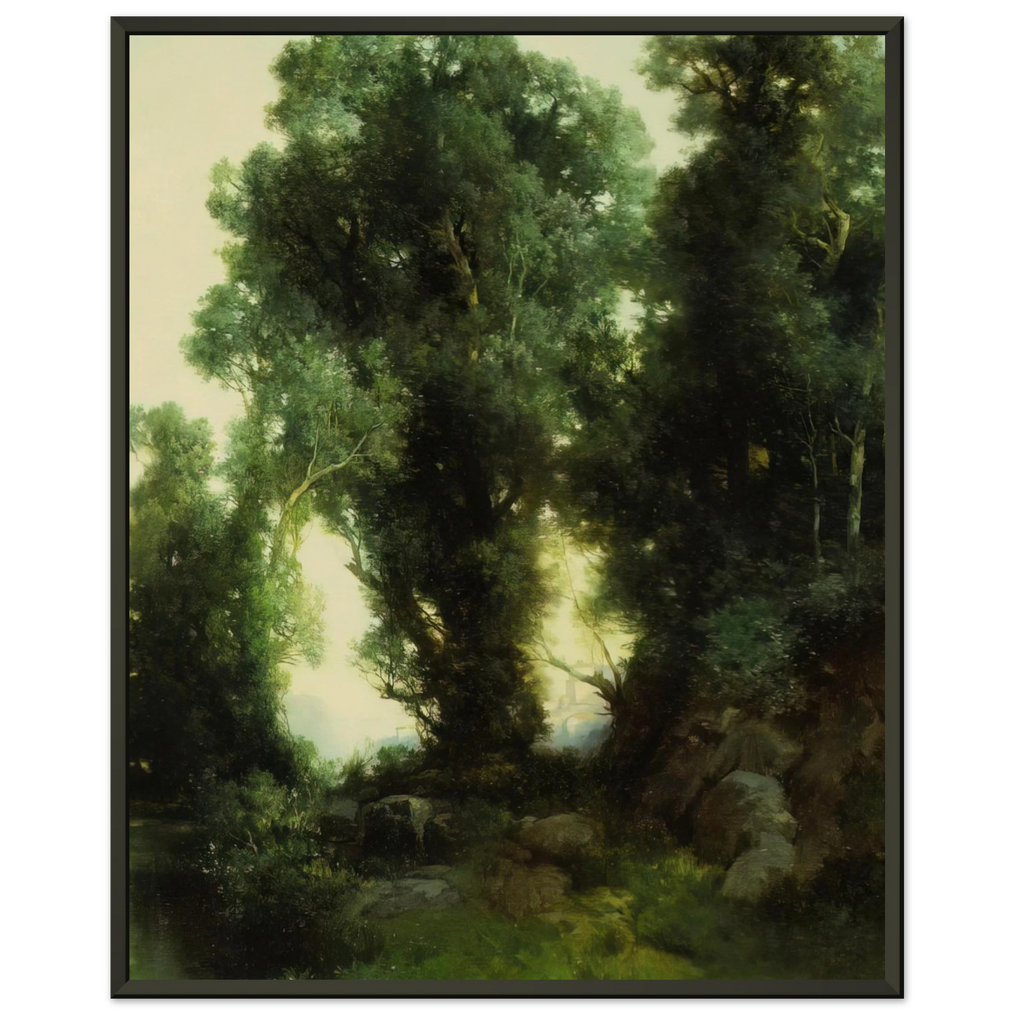 Thomas Moran  The Bathing Hole Framed Art Print  - Aluminum Frame - 40x50 cm / 16x20 inches
