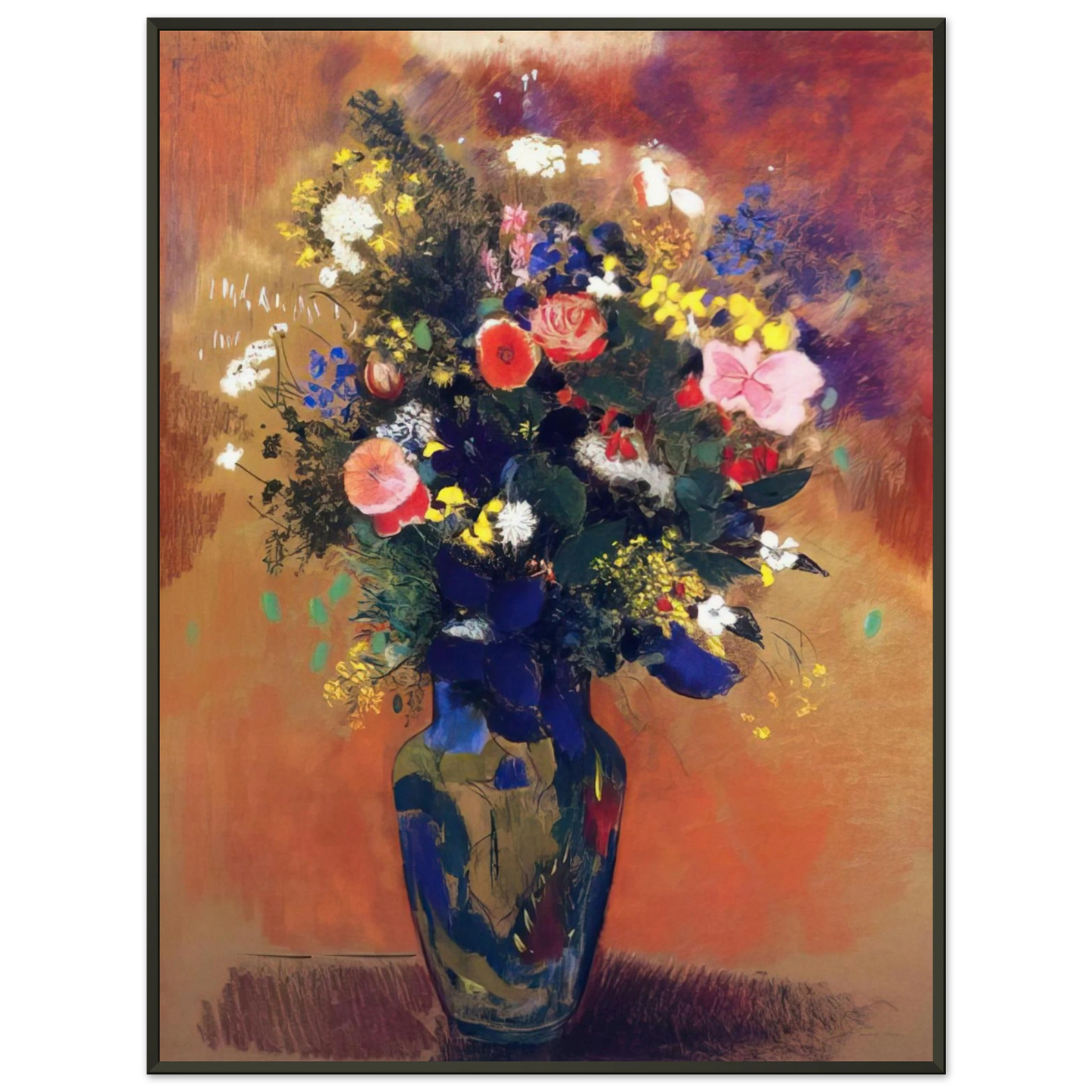 Odilon Redon  LARGE BOUQUET OF WILD FLOWERS Framed Art Print  - Aluminum Frame - 70x100 cm / 28x40 inches
