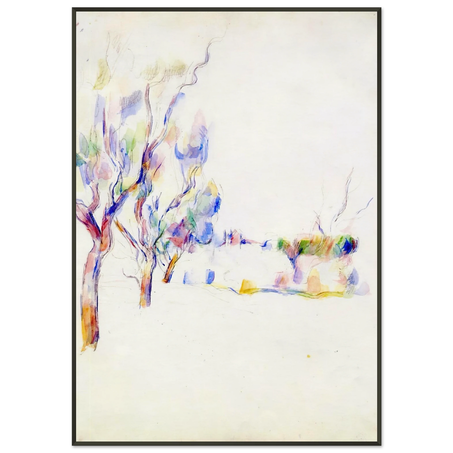 Paul Cezanne  Almond Trees in Provence Framed Art Print  - Aluminum Frame - 21x29.7 cm / 8x12"