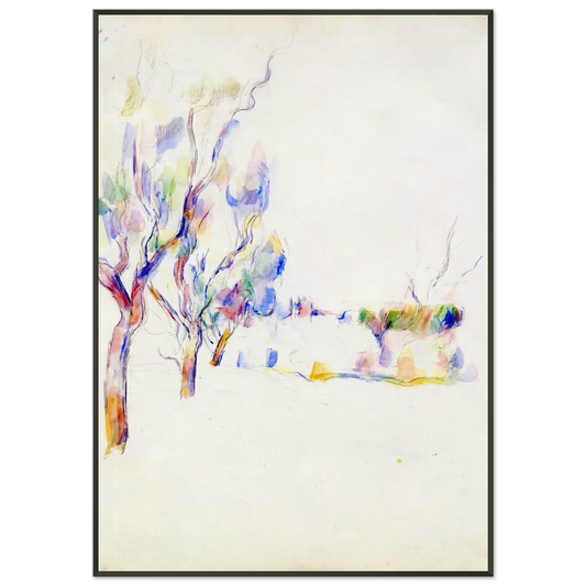 Paul Cezanne  Almond Trees in Provence Framed Art Print  - Aluminum Frame - 21x29.7 cm / 8x12"