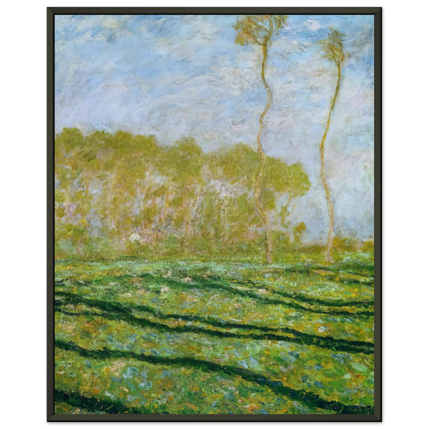 claude monet  Springtime Landscape at Giverny Framed Art Print  - Aluminum Frame - 70x100 cm / 28x40 inches