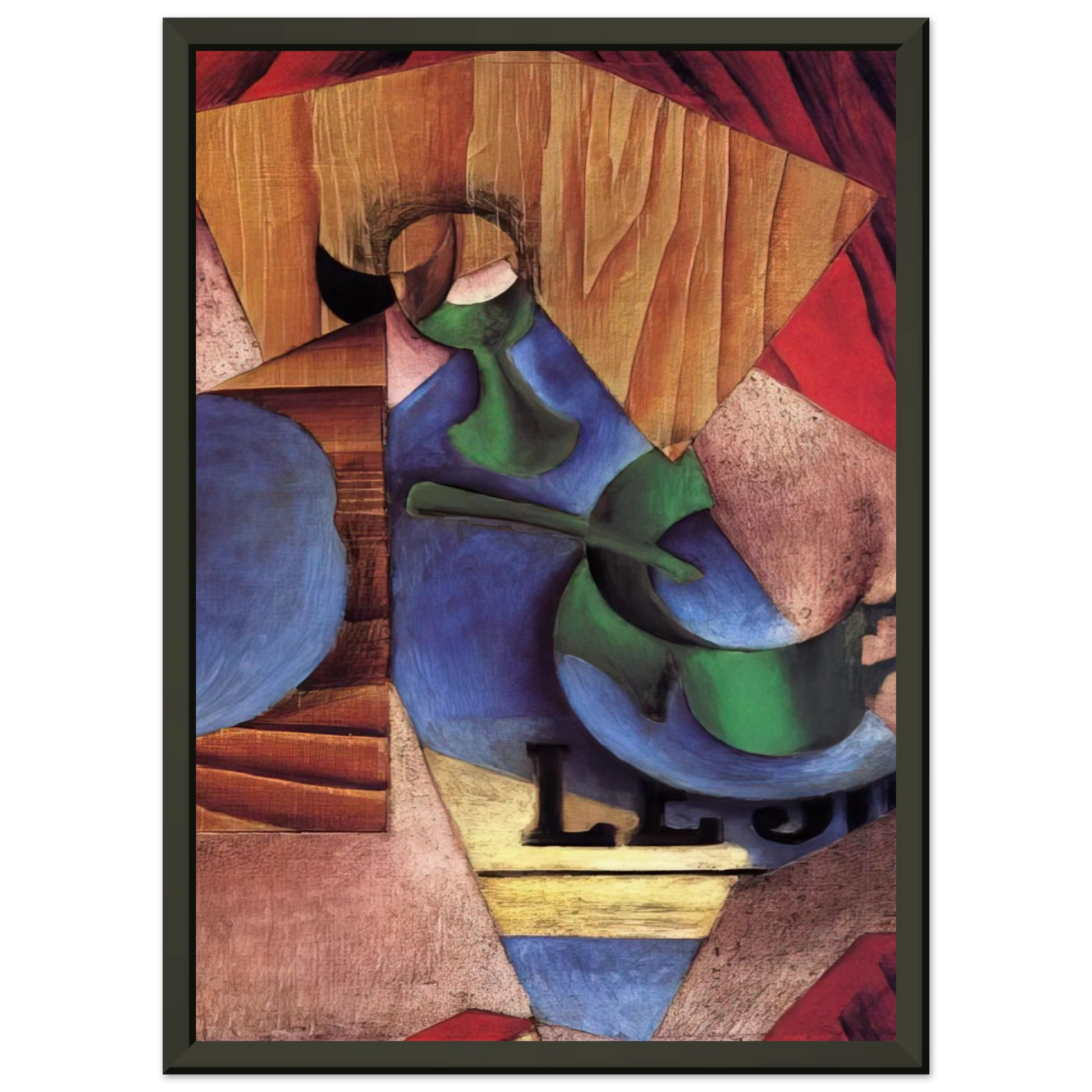 Juan Gris  GLASS CUP AND NEWSPAPER 1913 Framed Art Print  - Aluminum Frame - 60x80 cm / 24x32 inches