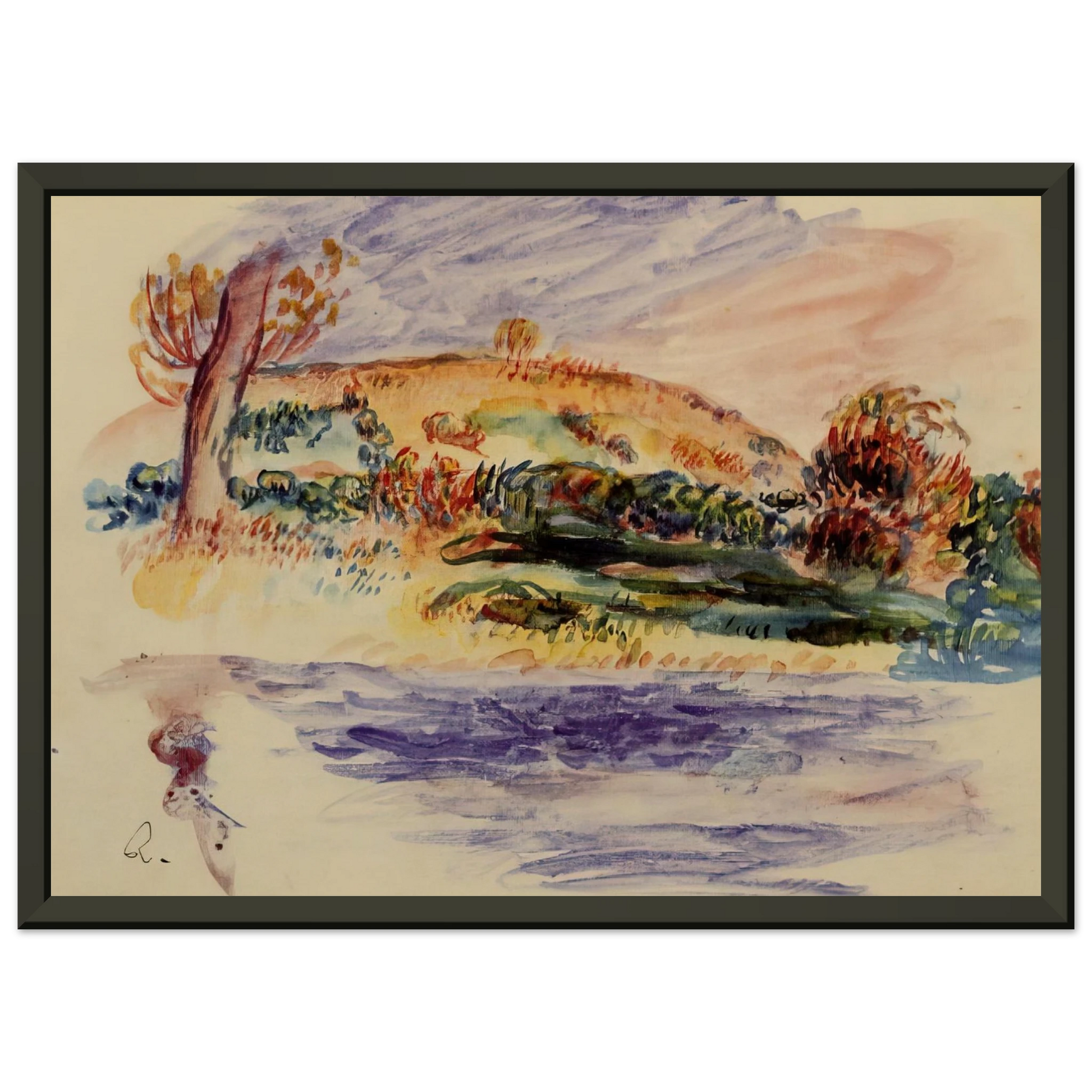 PierreAuguste Renoir  Landscape Framed Art Print  - Aluminum Frame - 60x80 cm / 24x32 inches